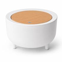 Lixeira Tapa Click 8L e 1,5L Decorativa Branca Tampa Bambu Banheiro Quarto Escritório Lixeira Tapa Click 8L e 1,5L Decorativa Branca Tampa Bambu Banheiro Quarto Escritório