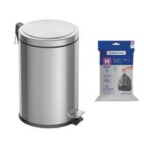 Lixeira Tramontina Brasil Plus com Pedal 20L Redonda Scotch Brite + Saco de Lixo