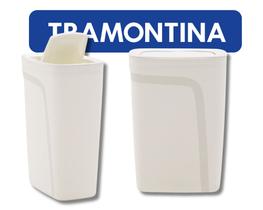 Lixeira Tramontina Compact em Polipropileno Branco com Tampa Basculante 8,5 L