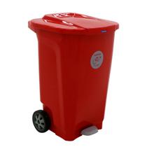 Lixeira Tramontina T-Force Coleta Seletiva Plástico em Polipropileno Vermelho com Rodas 100 L
