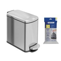 Lixeira Tramontina Tipo D Slim com Pedal 6L Inox Acetinado + Saco de Lixo Lixeira Tramontina Tipo D Slim com Pedal 6L Inox Acetinado + Saco de Lixo