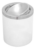 Lixeira Tramontina Útil Basculante em Aço Inox Polido e Corpo em Polipropileno Branco 5 L