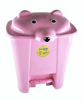 Lixeira urso com pedal rosa bebe 717016 - Adoleta