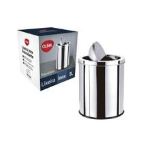 Lixeira vai e vem luxo banheiro cozinha escritorio em inox basculante 5 litros cesto de lixo