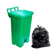 Lixeira Verde com Pedal 100 Litros + 20 Sacos de Lixo