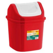 Lixeira vermelha de plástico com tampa basculante 7 litros para pia