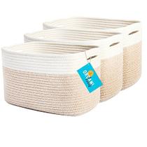 Lixeiras de brinquedo organihaus 3-Pack Cesta de corda de algodão para armazenamento de Cestas tecidas para de armazenamento Cestas Decorativas para de armazenamento Cestas de armazenamento de corda de algodão Cesta de toalhas para banheiro -