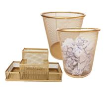 Lixeiras Organizador Kit Escritório de Mesa Organizadora Dourado Lixeiras Organizador Kit Escritório de Mesa Organizadora Dourado