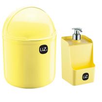 Lixinho De Pia 4 Litros Amarelo Com Porta Detergente e Esponja - UZ