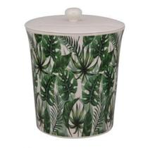Lixo de ceramica com tampa estampado 20cm x 20cm x 22cm 24c - BTC Decor