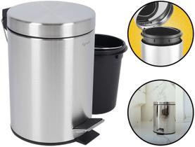 Lixo Lixeira 3 Litros Agrantt Inox Escovado Pedal Balde Removível Lavabo Banheiro Casa Escritório