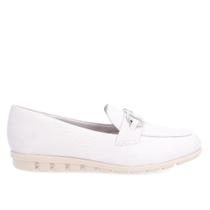 Loafer Branco Casual Couro Detalhe Bridão