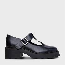 Loafer Carrano Mary Jane Tratorada Couro Preto - 486033