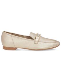 Loafer Dourado Couro Strass