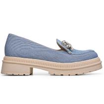 Loafer Feminino Jeans Strass Brilho Sola Tratorado Mocassim Loafer Feminino Jeans Strass Brilho Sola Tratorado Mocassim