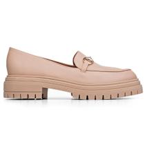 Loafer Feminino Nude Dourado Solado Tratorado Mocassim Loafer Feminino Nude Dourado Solado Tratorado Mocassim