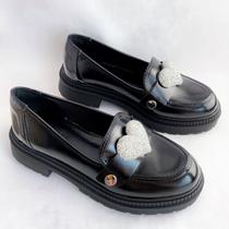 Loafer Lorena Coração Strass Preto Dona Be Loafer Lorena Coração Strass Preto Dona Be