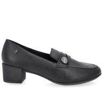 Loafer Preto Salto Bloco Couro