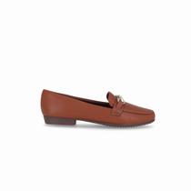 Loafer Raquel Salto Baixo Conhaque