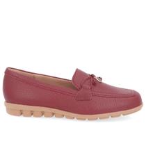 Loafer Vermelho Casual Couro Laço