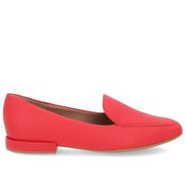 Loafer Vermelho Liso Básico Couro