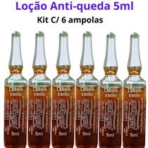 Loção Antiqueda Cabelo E Brilho 5 Ml - Kit C/ 6 Ampolas