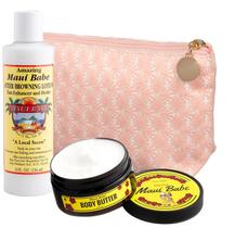 Loção bronzeadora e manteiga corporal Maui Babe com bolsa rosa de 240 ml