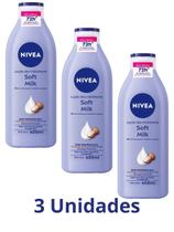 Loção Hidratante Nivea Soft Milk Kit com 3 Und 400ML
