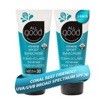 Loção mineral Protetor Solar All Good Sport SPF 30+ 90mL, pacote com 2
