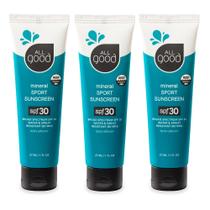 Loção protetora solar All Good Travel-Size Sport SPF 30+ 30ml, pacote com 3 Loção protetora solar All Good Travel-Size Sport SPF 30+ 30ml, pacote com 3
