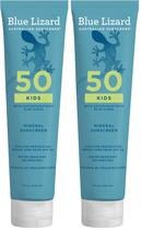 Loção Protetora Solar Mineral Infantil Blue Lizard FPS 50, 100% Mineral, Protetor Solar para Crianças, Fórmula Resistente à Água, Sem Parabenos, Sem Fragrância, 150 ml (Pacote com 2)