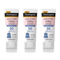 Loção Protetora Solar Neutrogena Pure & Free Baby SPF 50 90mL, 3 unidades