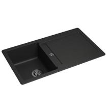 Loes Cuba De Cozinha Quartzo Com Válvula Black Deca 86x50x20,7cm Loes Cuba De Cozinha Quartzo Com Válvula Black Deca 86x50x20,7cm