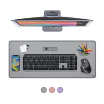 Logitech Desk Mat - Série de estúdio, almofada de mesa grande multifuncional, tapete de mouse estendido, protetor de mesa de escritório com base antiderrapante, design durável resistente a derramamento, em cinza médio