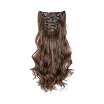 Loira Preta 24 Polegadas Longas Extensões De Cabelo Sintético Reto 16 Clipes Resistente Ao Calor Uso