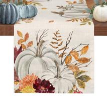 Loja de arte Table Runner White Pumpkin Maple Leaves 13x120cm