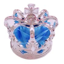 Lolita Princess 3D Tiara Crown Artificial Rose Flower Cosplay Acessórios de cabelo - Rosa azul - Coroa de prata