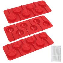 Lollipop Mold Webake Silicone de 6 cavidades com 18 palitos, pacote com 3 Lollipop Mold Webake Silicone de 6 cavidades com 18 palitos, pacote com 3