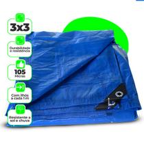 Lona 3x3 Impermeável Plástico Encerado Azul Toldos Caminhão Multiuso Reforçada 105 Micras