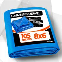 Lona 6x8 Mt Azul Plastica Impermeavel Festa Cobertura Telhado Piscina Multiuso 8x6