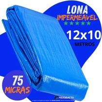 Lona Azul 12x10 Metros Impermeável Grande Piscina Camping Cobertura Toldo Caminhão 75G Multiuso