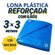 Lona Azul 3x3m Impermeável Reforçada 120 Micras