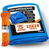 Lona Azul Carreteiro Caminhão Piscina Impermeável 12x10 Metros Multiuso Obras Cobertura Garagem Agricultura + Corda Lona Azul Carreteiro Caminhão Piscina Impermeável 12x10 Metros Multiuso Obras Cobertura Garagem Agricultura + Corda