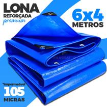 Lona Azul Carreteiro Caminhão Piscina Impermeável 6x4 Metros 105g Reforçada Multiuso