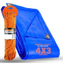 Lona Azul Carreteiro Camping Piscina Impermeável 75g 4x3 Multiuso Reforçada + 10m Corda - Starfer