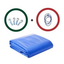 Lona Azul com ilhós 5x5 170 Gramas/m² 310 Micras + Kit Fixação