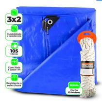 Lona Azul Impermeável Carreteiro, Piscina, Toldos, Caminhão 105G 3x2 Metros + Corda 10 Metros