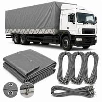 Lona Caminhão Cinza CK300 3x3 M + 12 Extensor Cinza com Gancho Lona Caminhão Cinza CK300 3x3 M + 12 Extensor Cinza com Gancho