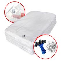 Lona Capa de Proteção Translucida Impermeável Para Piscina + Kit Instalação