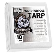 Lona de poliéster CARTMAN 10 mil branca Heavy Duty 3,7 x 7,3 m UV à prova d'água